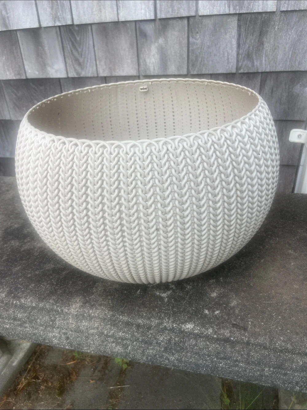 Cream Knit-Texture Decorative Planter Pot - Unbranded